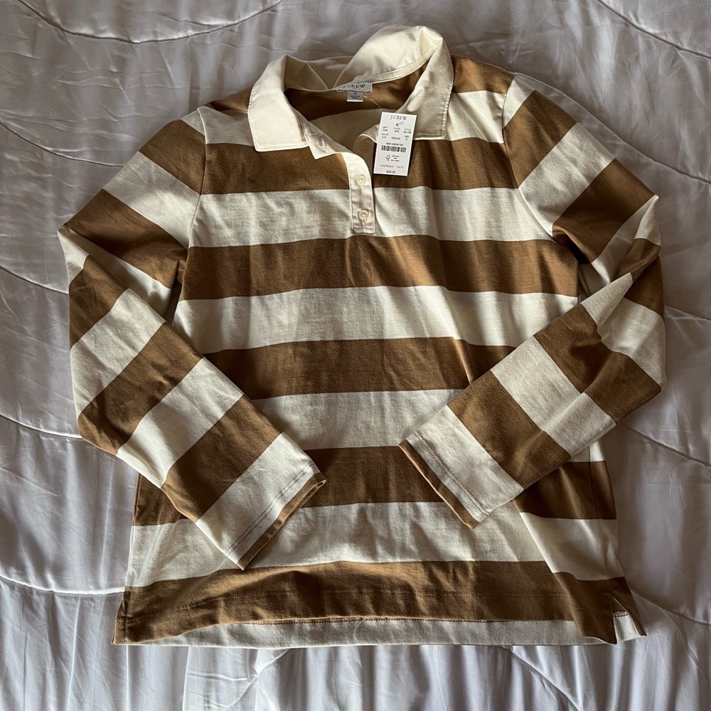 J. Crew LONG-SLEEVE RUGBY STRIPE POLO SHIRT | Size Small (with tags)